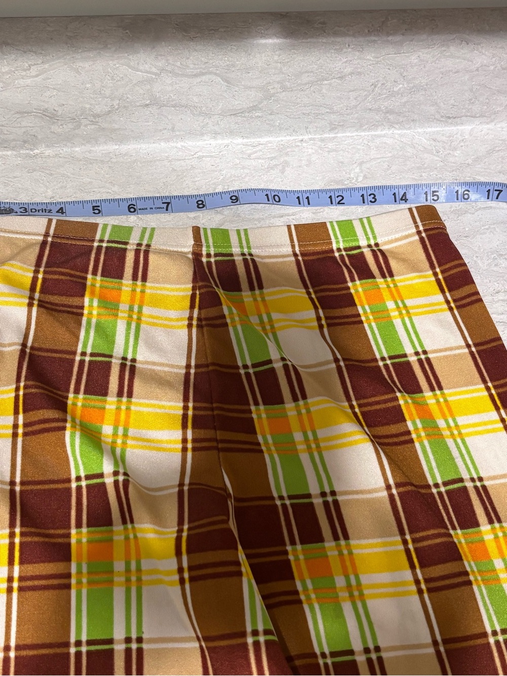 Vintage made in France 70’s Plaid Wide-Leg Pants in Brown, Yellow, Cream & Green - Picture 6 of 9